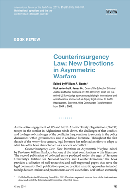 Counterinsurgency Law: New Directions in Asymmetric Warfare Edited by William A