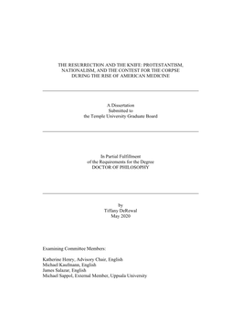 Protestantism, Nationalism, and the Contest for the Corpse During the Rise of American Medicine