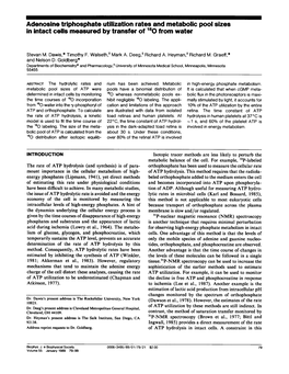 Adenosine Triphosphate Utilization Rates and Metabolic Pool Sizes in Intact Cells Measured by Transfer of 18O from Water