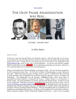 The Olof Palme Assassination Was Real