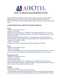 How to Reach Alexandros Hotel