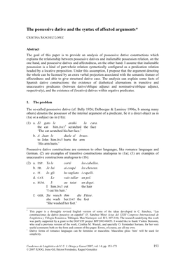 The Possessive Dative and the Syntax of Affected Arguments*