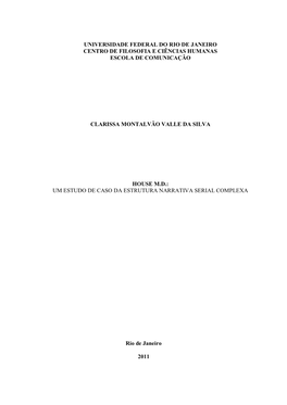 Universidade Federal Do Rio De Janeiro Centro De Filosofia E Ciências Humanas Escola De Comunicação