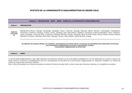 Statuts De La Communauté D'agglomération Du Grand Dole