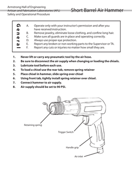 Air Hammer Safety and Operational Procedure General A