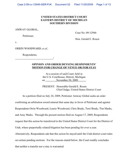 S:\Rosen\Opinions & Orders\47 November 2009\Amway.Tran.Wpd