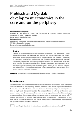 Prebisch and Myrdal: Development Economics in the Core and on the Periphery