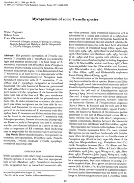 Mycoparasitism of Some Tremella Speciesl