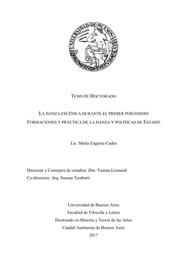 Tesis De Doctorado La Danza Escénica Durante El Primer Peronismo
