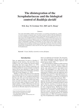 The Disintegration of the Scrophulariaceae and the Biological Control of Buddleja Davidii