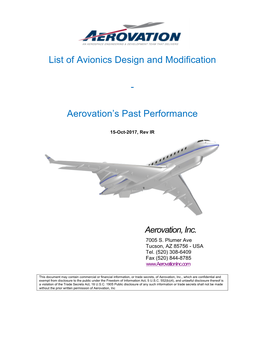 List of Avionics Design and Modification
