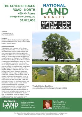 THE SEVEN BRIDGES ROAD - NORTH 469 +/- Acres Montgomery County, AL $1,873,655