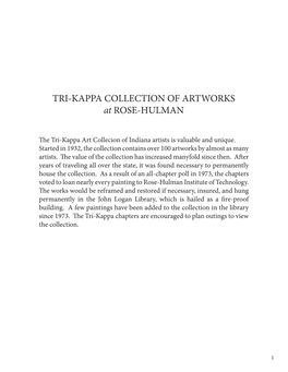 TRI-KAPPA COLLECTION of ARTWORKS at ROSE-HULMAN