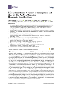 Knee Osteoarthritis: a Review of Pathogenesis and State-Of-The-Art Non-Operative Therapeutic Considerations