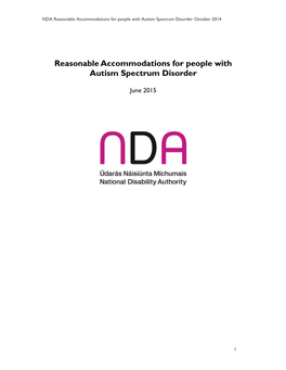 Reasonable Accommodations for People with Autism Spectrum Disorder October 2014