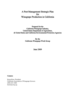 A Pest Management Strategic Plan for Winegrape Production in California
