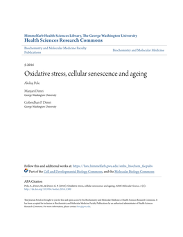 Oxidative Stress, Cellular Senescence and Ageing Akshaj Pole