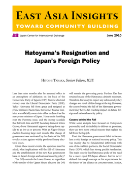 Hatoyama's Resignation and Japan's Foreign Policy