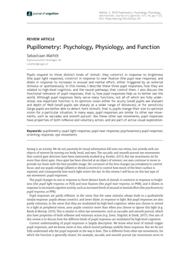 Pupillometry: Psychology, Physiology, and Function