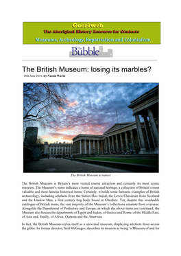 The British Museum: Losing Its Marbles? 18Th June 2016 by Naomi Warin