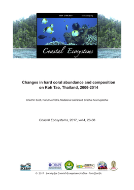 Changes in Hard Coral Abundance and Composition on Koh Tao, Thailand, 2006-2014