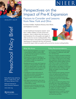 Perspectives on the Impact of Pre-K Expansion