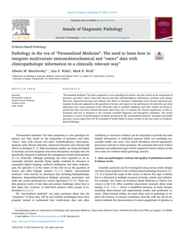 Pathology in the Era of “Personalized Medicine