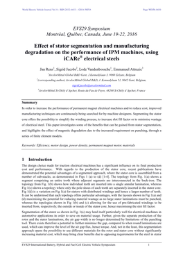 Effect of Stator Segmentation and Manufacturing Degradation on the Performance of IPM Machines, Using Icare Electrical Steels