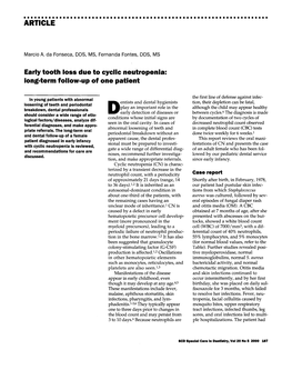 Early Tooth Loss Due to Cyclic Neutropenia: Long-Term Follow-Up of One Patient