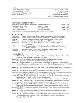 John C. Abbott Section of Integrative Biology 1 University Station #L7000