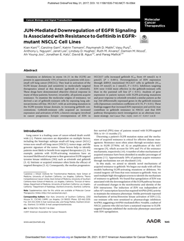 JUN-Mediated Downregulation of EGFR Signaling Is Associated With