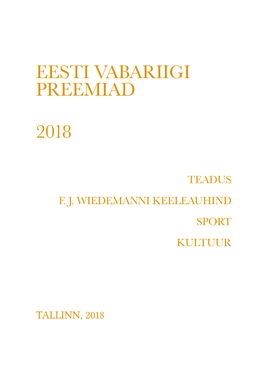 Eesti Vabariigi Preemiad 2018