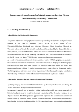 Scientific Report (May 2013 – October 2015)