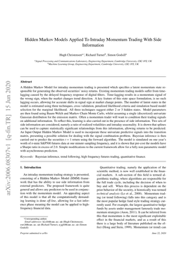 Arxiv:2006.08307V1 [Q-Fin.TR] 15 Jun 2020