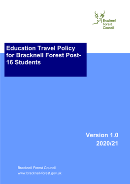 Education Travel Policy for Post 16 2020 to 2021