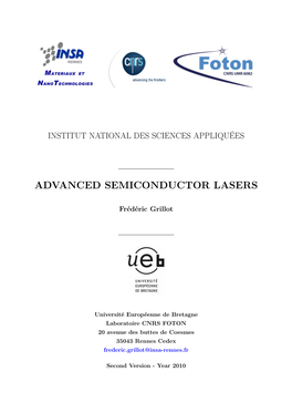 Advanced Semiconductor Lasers