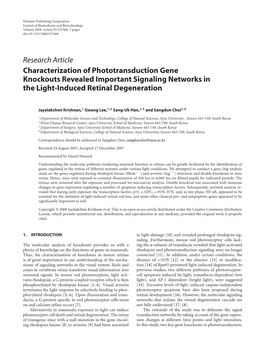 Characterization of Phototransduction Gene Knockouts Revealed Important Signaling Networks in the Light-Induced Retinal Degeneration