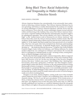 Being Black There: Racial Subjectivity and Temporality in Walter Mosley's