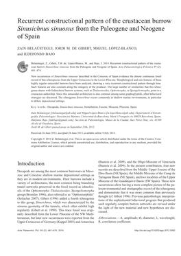 Recurrent Constructional Pattern of the Crustacean Burrow Sinusichnus Sinuosus from the Paleogene and Neogene of Spain