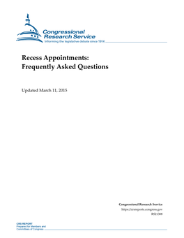 Recess Appointments: Frequently Asked Questions