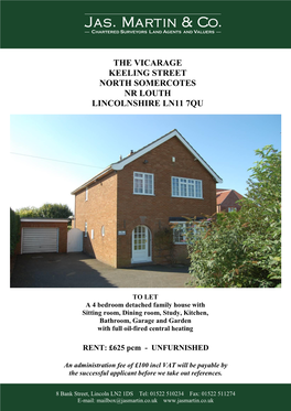 The Vicarage Keeling Street North Somercotes Nr Louth Lincolnshire Ln11 7Qu