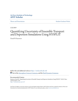 Quantifying Uncertainty of Ensemble Transport and Dispersion Simulations Using HYSPLIT Daniel W