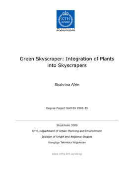 Green Skyscraper: Integration of Plants