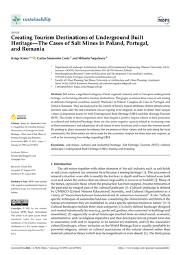 Creating Tourism Destinations of Underground Built Heritage—The Cases of Salt Mines in Poland, Portugal, and Romania