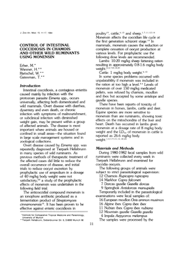 Control of Intestinal Coccidiosis in Chamois and Other Wild Ruminants