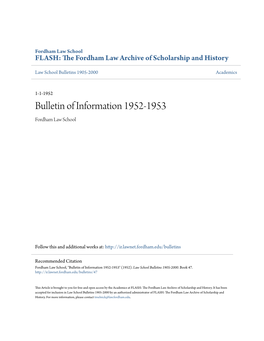 Bulletin of Information 1952-1953 Fordham Law School