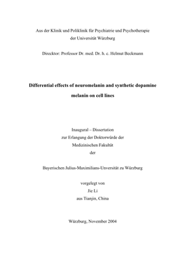 Differential Effects of Neuromelanin and Synthetic Dopamine Melanin On