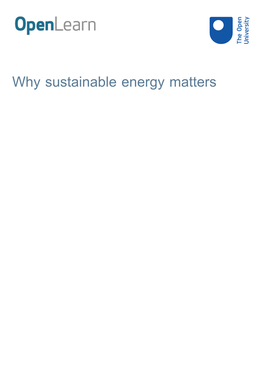 Why Sustainable Energy Matters This Item Contains Selected Online Content