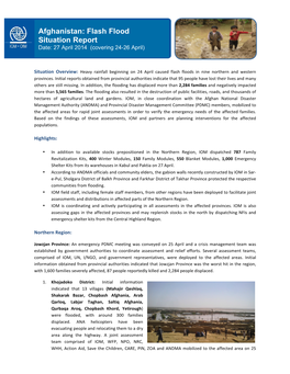 Afghanistan: Flash Flood Situation Report