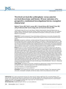 Two-Level Cervical Disc Arthroplasty Versus Anterior Cervical Discectomy